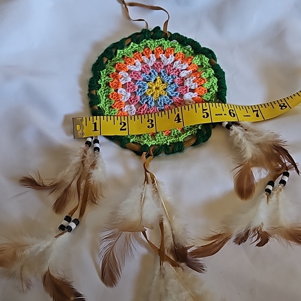 Multicolored Crochet Boho Dreamcatcher Handmade Wall Decor Cottagecore Style - Picture 15 of 17
